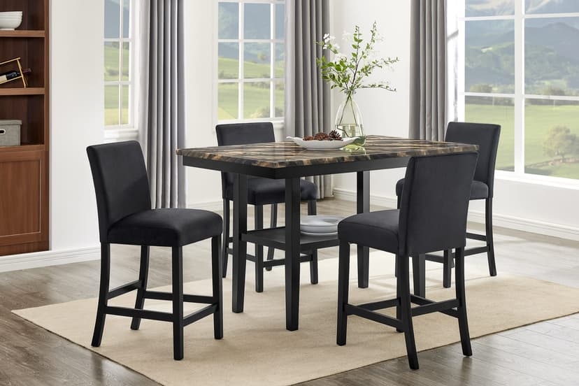 Marbel 5-PIECE Counter Height Set-Faux Marble Gdbk