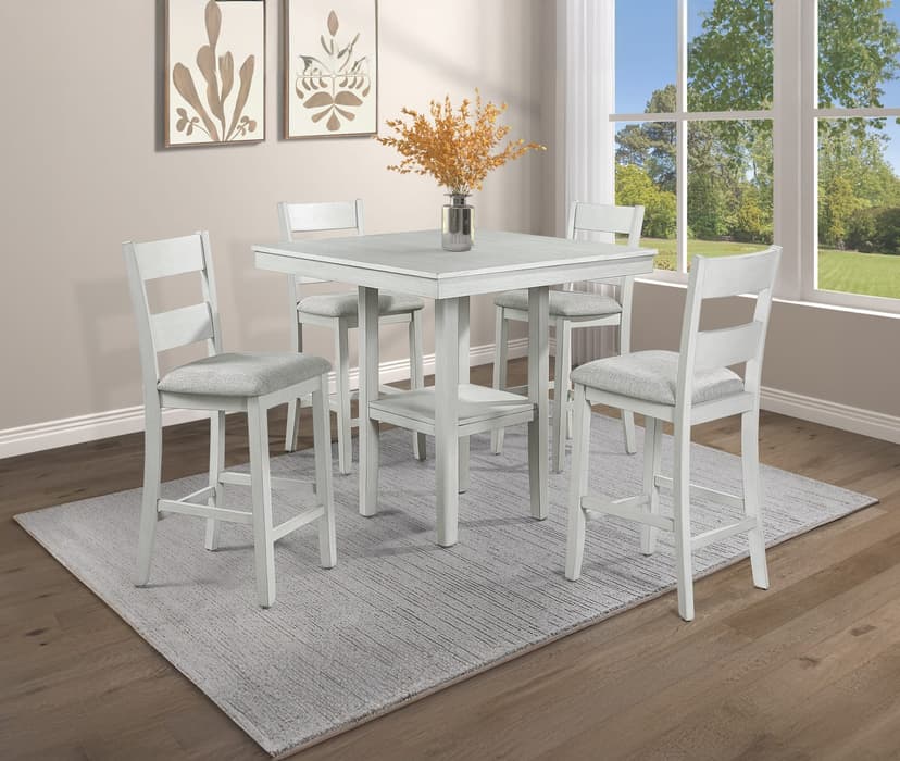 Lester 5-PIECE Counter Height Table Set Driftwood