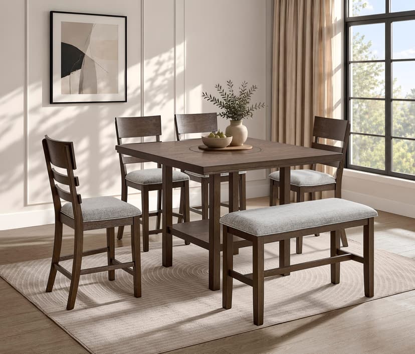 Guthrie Counter Height Table with Lazysusan Brown