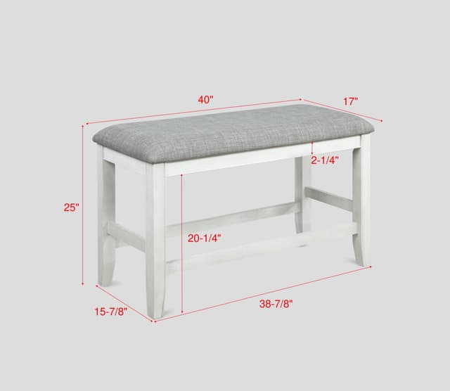 Fulton Counter Height Bench White — photo 2