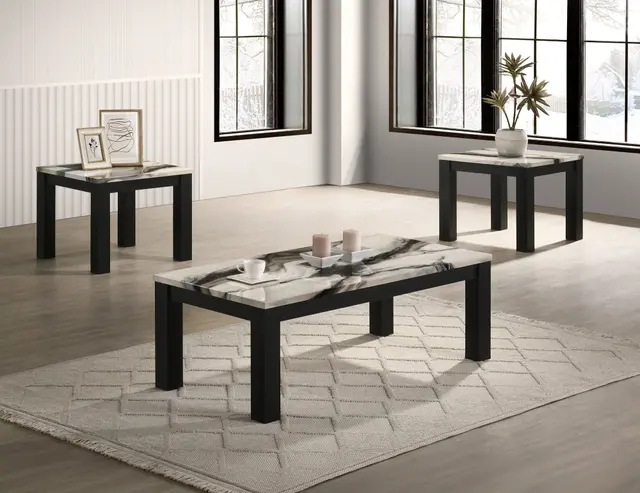 Ivy 3-PIECE Cocktail Set Faux Marble Brown — photo 1