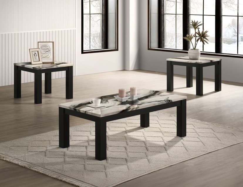 Ivy 3-PIECE Cocktail Set Faux Marble Brown