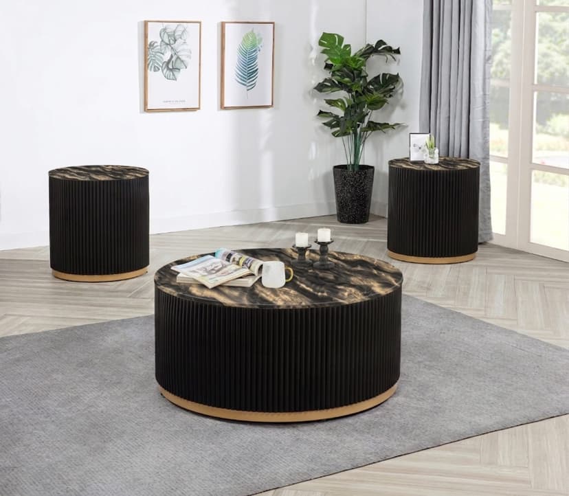 Kara End Table Gd Bk