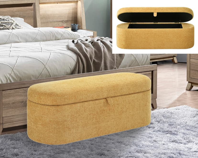 Philipa Storage Bench-Gold Tweed