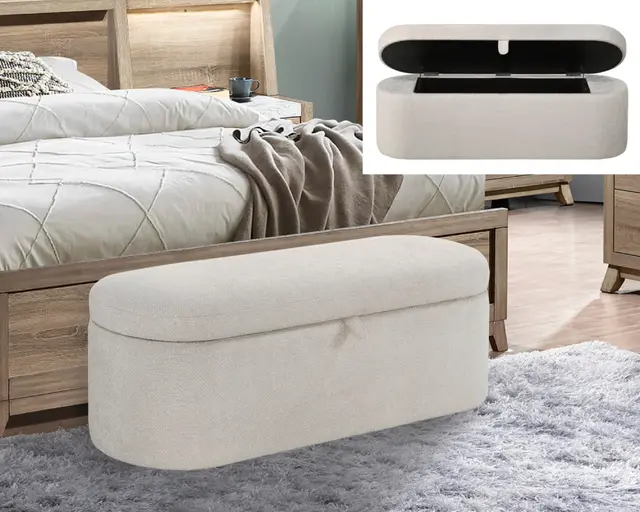 Philipa Storage Bench-Oatmeal Tweed — photo 1