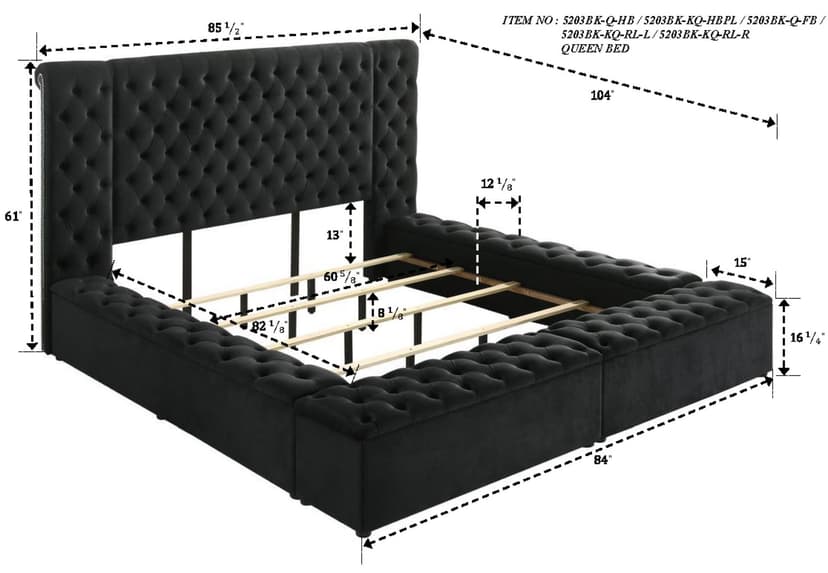 Liliana Queen Headboard Black