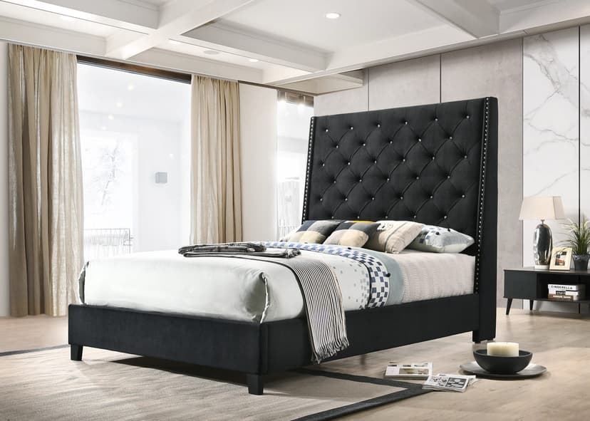 Chantilly K Headboard Black Velvet