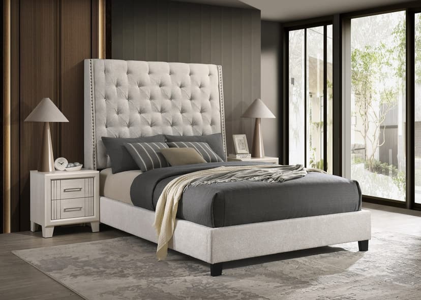 Chantilly K Headboard Oat Tweed
