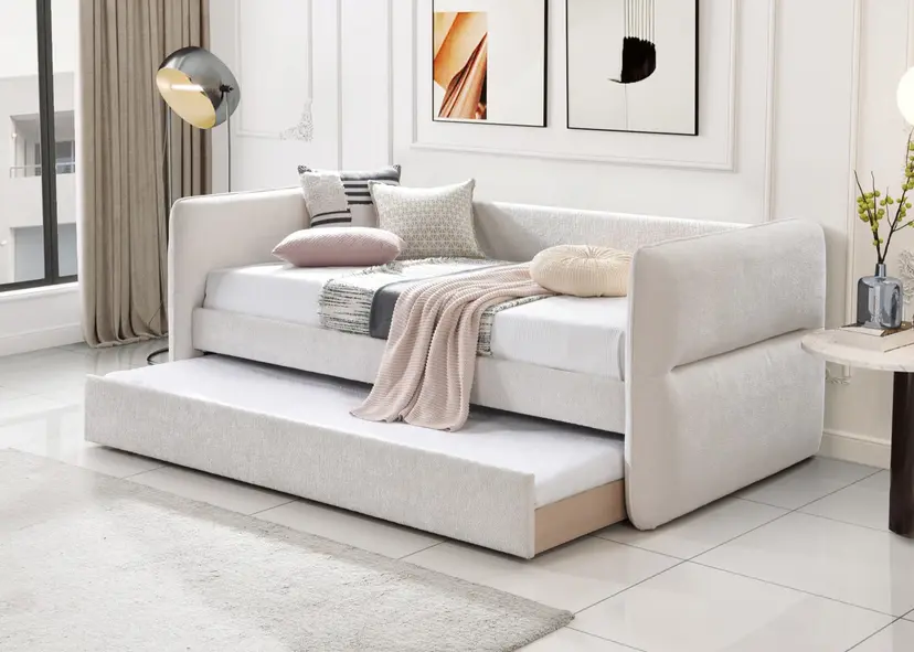 Philipa Daybed Back Rail-Oat Tweed