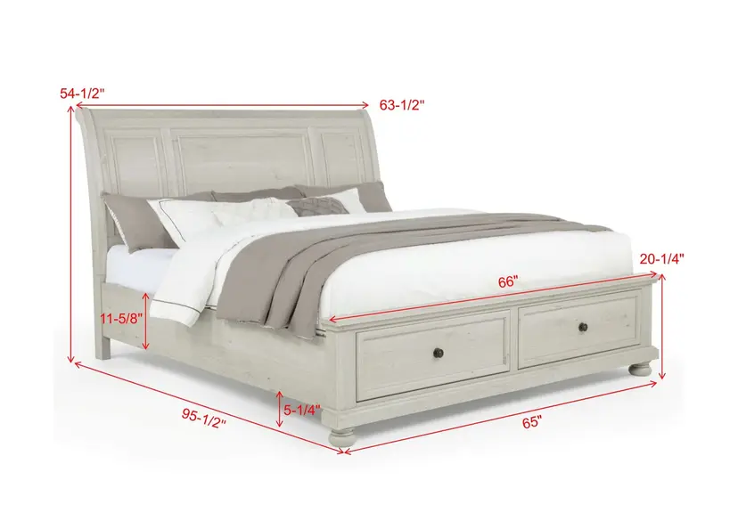 Claribelle Q Storage Bed Headboard-White